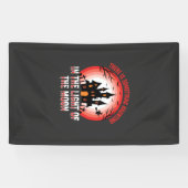 Halloween Spokenhuis Maneschijn Heks Spandoek (Horizontaal)