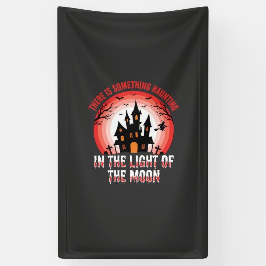 Halloween Spokenhuis Maneschijn Heks Spandoek (Verticaal)