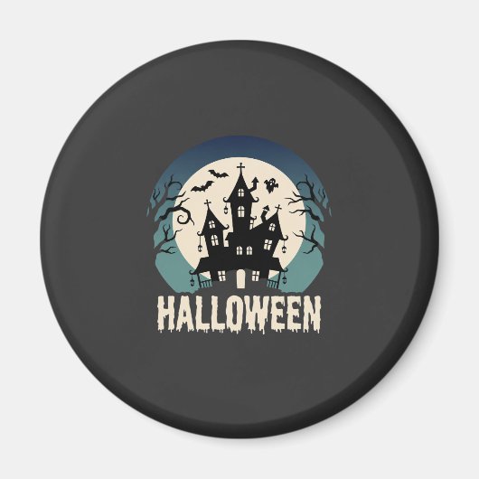 Halloween Spokenhuis Maneschijn Vector Magneet (Voorkant)