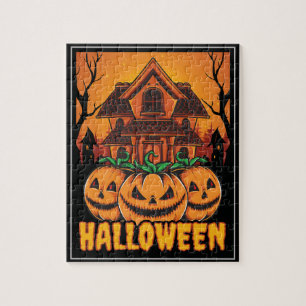 Halloween Spokenhuis Pompoen Illustratie Legpuzzel