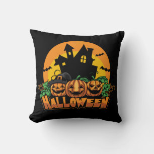 Halloween Spokenhuis Pompoenen Kussen