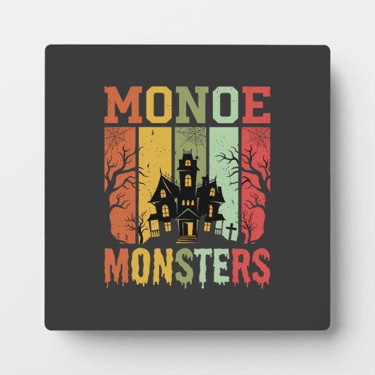 Halloween Spokenhuis Retro Monsters Fotoplaat (Voorkant)