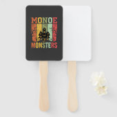 Halloween Spokenhuis Retro Monsters Handwaaier (Voorkant en achterkant)