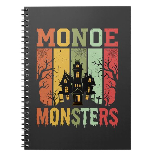 Halloween Spokenhuis Retro Monsters Notitieboek (Voorkant)