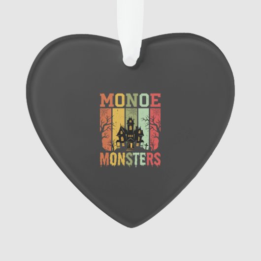 Halloween Spokenhuis Retro Monsters Ornament (voorkant)
