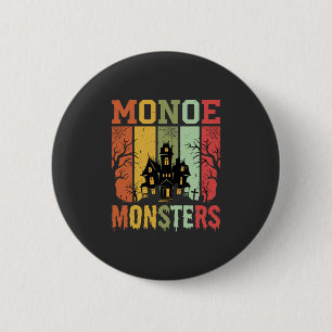 Halloween Spokenhuis Retro Monsters Ronde Button 5,7 Cm