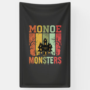 Halloween Spokenhuis Retro Monsters Spandoek