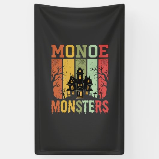 Halloween Spokenhuis Retro Monsters Spandoek (Verticaal)