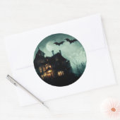 Halloween Spokenhuis Ronde Sticker (Envelop)