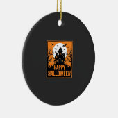 Halloween Spokenhuis Silhouet Vectorontwerp_1 Keramisch Ornament (Rechts)
