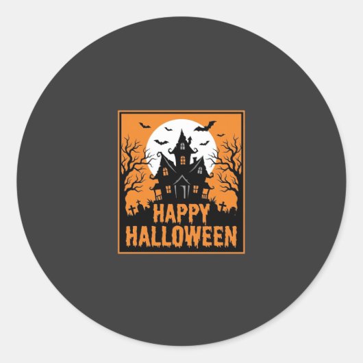 Halloween Spokenhuis Silhouet Vectorontwerp_1 Ronde Sticker (Voorkant)