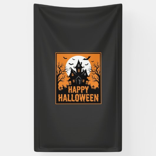 Halloween Spokenhuis Silhouet Vectorontwerp_1 Spandoek (Verticaal)
