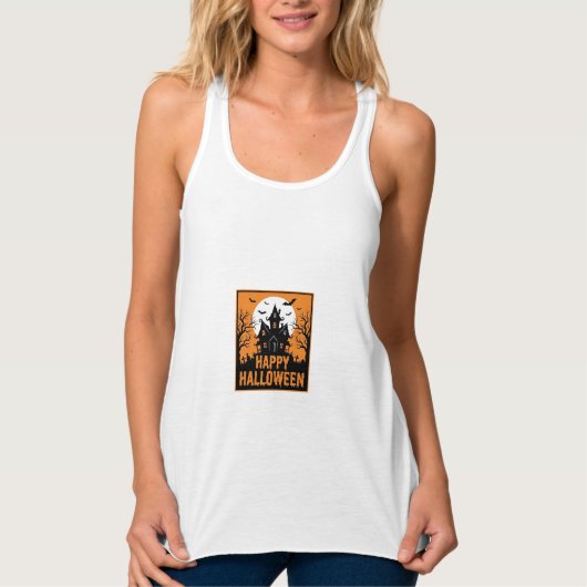Halloween Spokenhuis Silhouet Vectorontwerp_1 Tanktop (Voorkant)