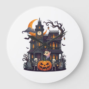 Halloween Spokenhuis Skeletten Pompoen Geest Cr Grote Klok