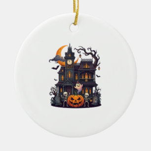 Halloween Spokenhuis Skeletten Pompoen Geest Cr Keramisch Ornament