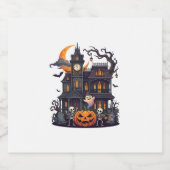 Halloween Spokenhuis Skeletten Pompoen Geest Cr Sparkling Wijnetiket (Enkel label)