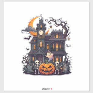 Halloween Spokenhuis Skeletten Pompoen Geest Cr Sticker
