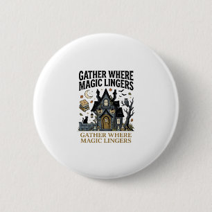 Halloween Spokenhuis Verzamelplek Ronde Button 5,7 Cm