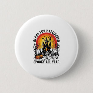 Halloween Spokenhuis Vintage Enge Kant-en-Klaar T- Ronde Button 5,7 Cm