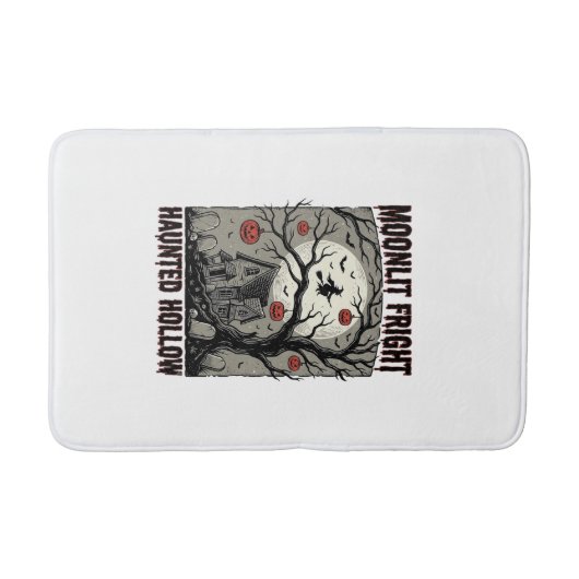 Halloween Spokenhuis Vintage Gravure Maan Shi Badmat (Voorkant)