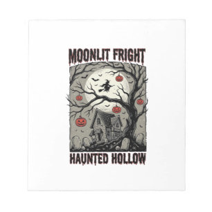 Halloween Spokenhuis Vintage Gravure Maan Shi Notitieblok