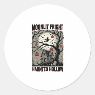 Halloween Spokenhuis Vintage Gravure Maan Shi Ronde Sticker
