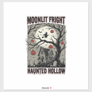 Halloween Spokenhuis Vintage Gravure Maan Shi Sticker