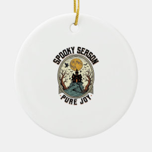 Halloween Spokenhuis Vintage Gravure Spoken Joy Keramisch Ornament