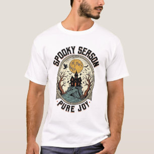 Halloween Spokenhuis Vintage Gravure Spookachtige T-shirt