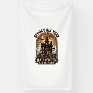 Halloween Spokenhuis Vintage Griezelen Het Hele Ja Spandoek