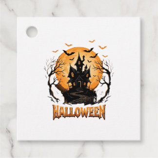 Halloween Spokenhuis Vleermuis Maan Grafisch Ontwe Bedankjes Labels