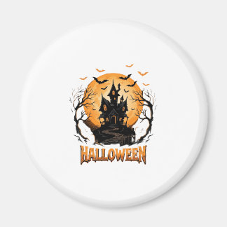 Halloween Spokenhuis Vleermuis Maan Grafisch Ontwe Magneet