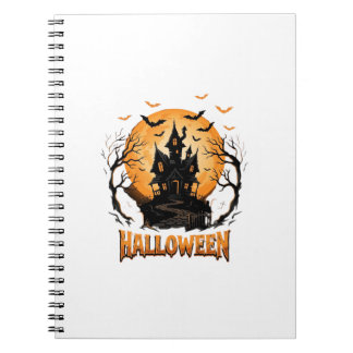 Halloween Spokenhuis Vleermuis Maan Grafisch Ontwe Notitieboek