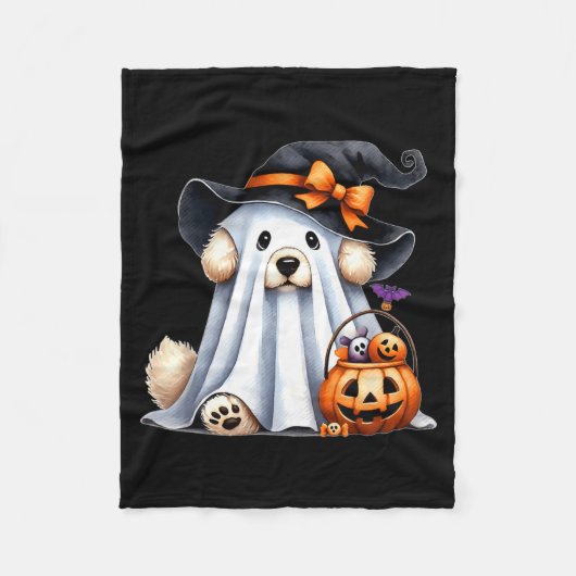 Halloween Spokenkop Hond Fleece Deken (Voorkant)