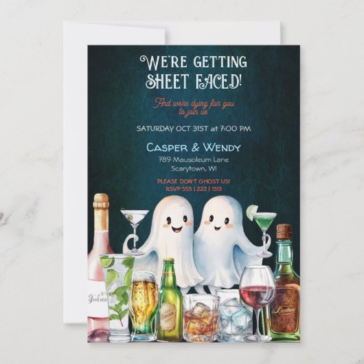 Halloween Spokenkoppen Cocktails Kaart (Voorkant)