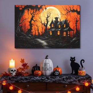 Halloween Spokenlandgoed bij Amber Dusk Canvas Afdruk
