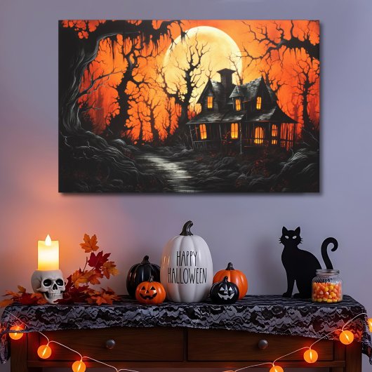 Halloween Spokenlandgoed bij Amber Dusk Canvas Afdruk