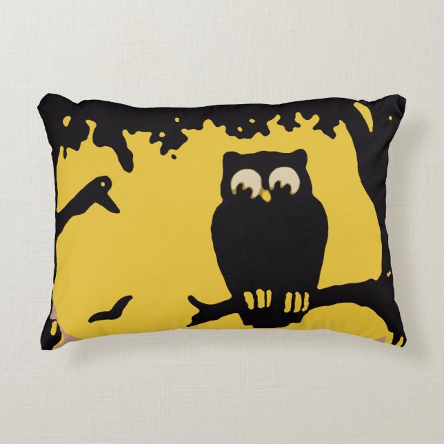  Halloween, spoky Owl in boom met maan Accent Kussen (Voorkant)