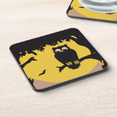  Halloween, spoky Owl in boom met maan Bier Onderzetter (Linkerzijde)