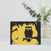  Halloween, spoky Owl in boom met maan Briefkaart (Staand voorkant)