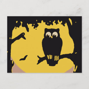  Halloween, spoky Owl in boom met maan Briefkaart