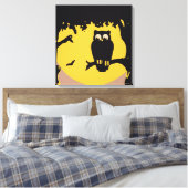Halloween, spoky Owl in boom met maan Canvas Afdruk (Insitu (Slaapkamer))