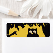 Halloween, spoky Owl in boom met maan Etiket (Insitu)