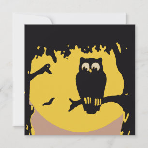 Halloween, spoky Owl in boom met maan Kaart