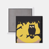  Halloween, spoky Owl in boom met maan Magneet (Voorkant / Achterkant)
