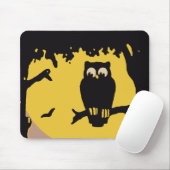  Halloween, spoky Owl in boom met maan Muismat (Met muis)