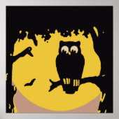  Halloween, spoky Owl in boom met maan Poster (Voorkant)