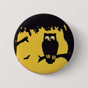  Halloween, spoky Owl in boom met maan Ronde Button 5,7 Cm