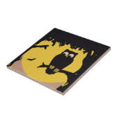  Halloween, spoky Owl in boom met maan Tegeltje (Zijkant)