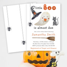 Halloween spook baby Little Boo babyshower uitnodi